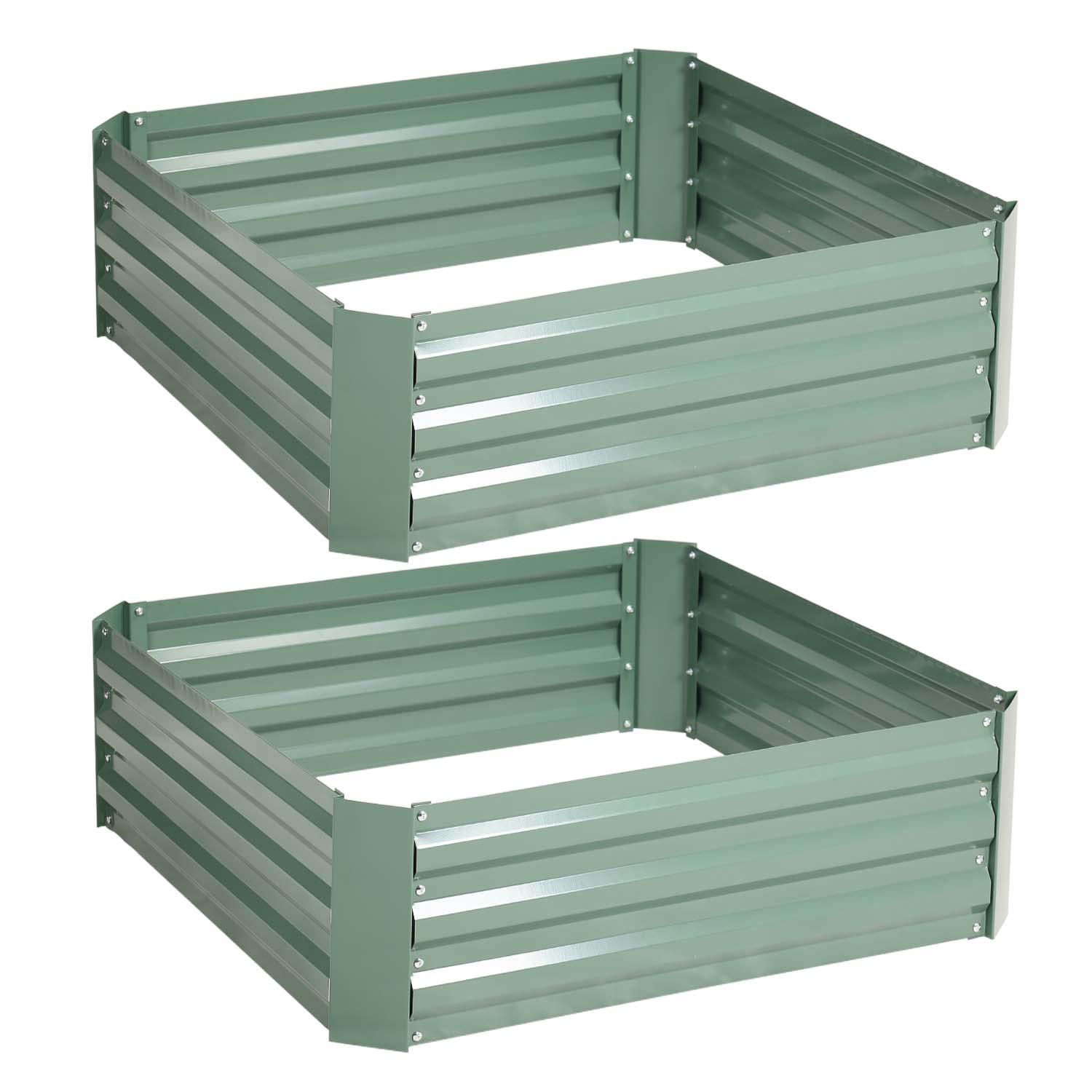 3x3x1/4x2x1 ft. Raised Garden Bed - Galvanized Steel Planter (Set of 2) - Aoodor